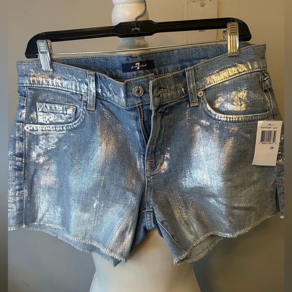 7 For All Mankind Denim & Silver Blue Jean Shorts - NWT